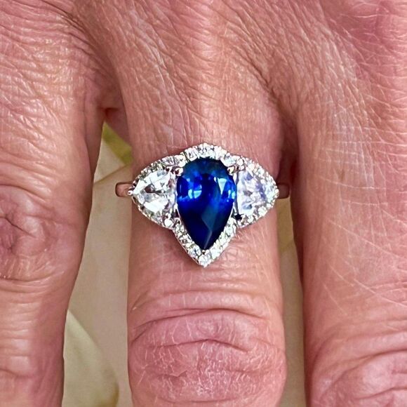 Natural Sapphire Diamond Ring 6.5 14k W Gold 2.78 TCW Certified $5,975 219221 - Picture 3 of 12